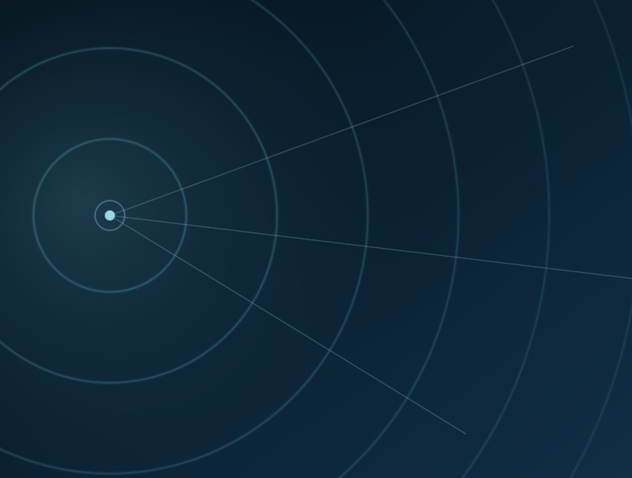 Concentric rings radiating from a hub, suggesting reach from one site