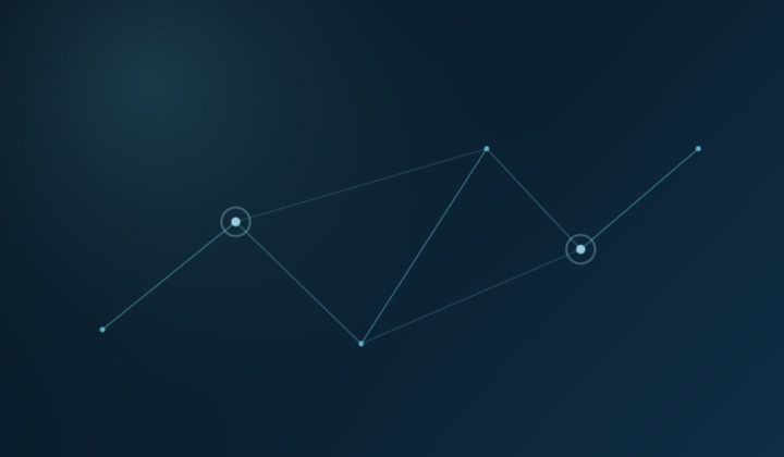 Abstract network of nodes and routes representing freight movements